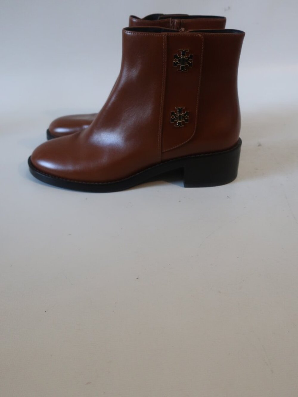Womens Tory Burch T Lock Brown Leather Ankle Boots 9 - Picture 3 of 11